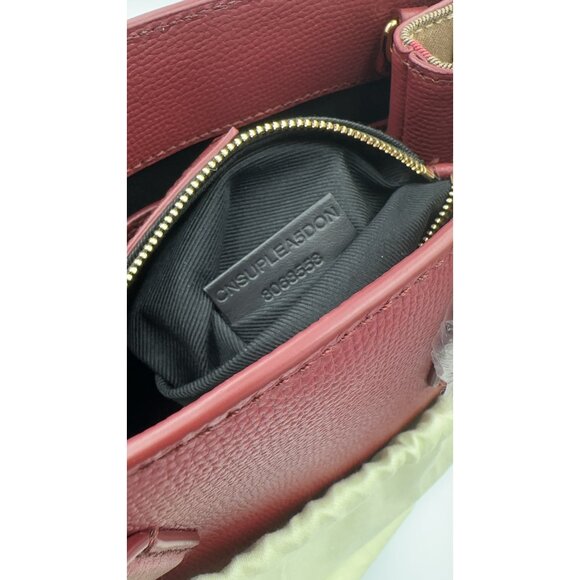 Burberry Small Banner Leather Horse Check Crossbody Shoulder bag Crimson - Picture 11 of 16